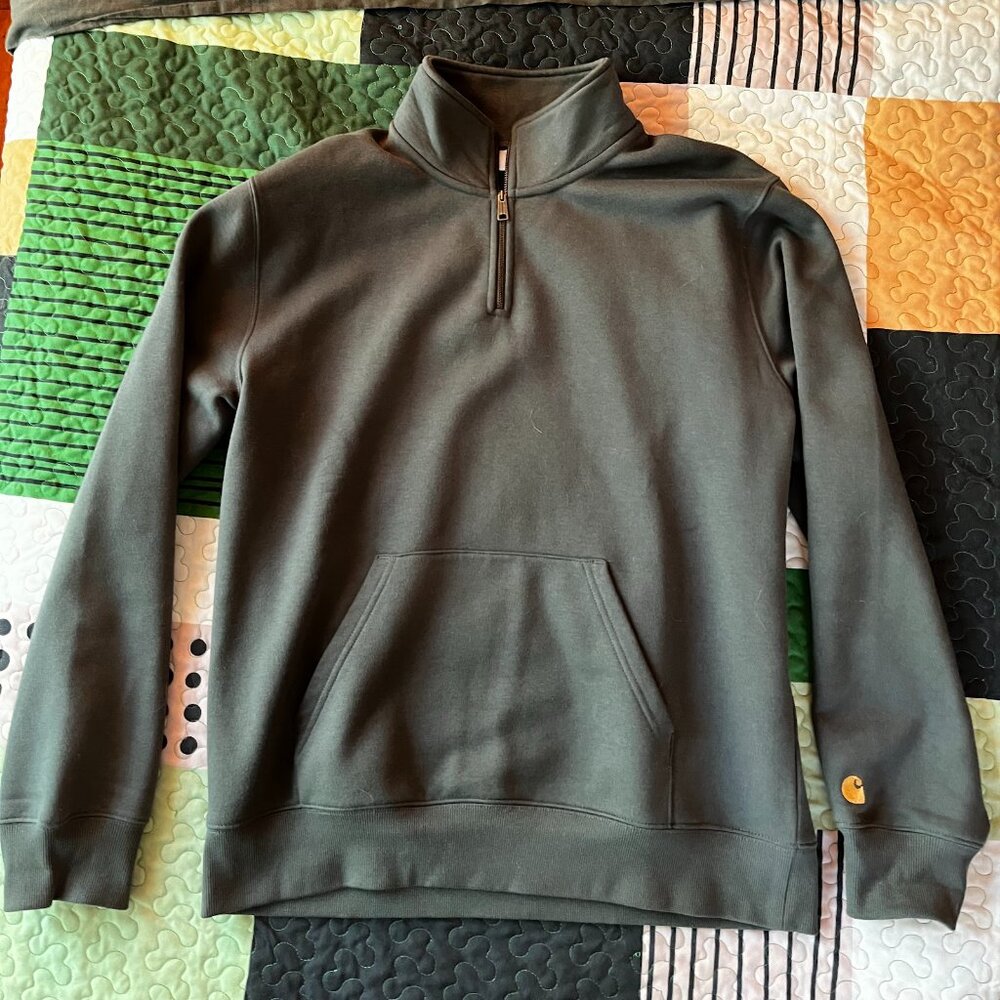 Carhartt WIP Chase Neck Zip Sweatshirt in Discovery Green